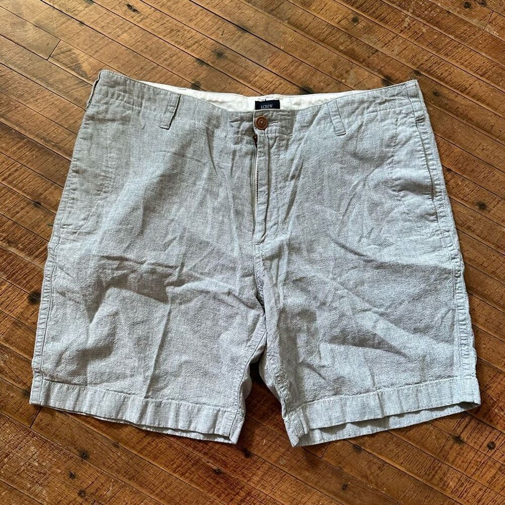 J Crew heathered gray flat front 38 preppy minimalist shorts